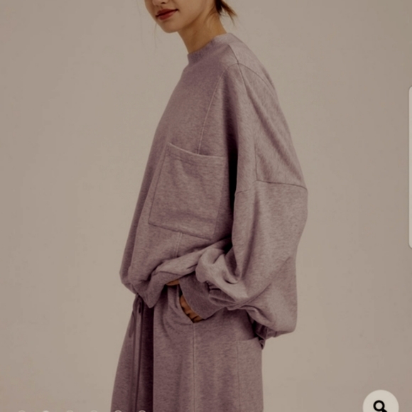 Drawstring Hem Sweatshirt & Balloon Sweatpants Set (Dove Purple) -NAP Loungewear - Picture 3 of 13